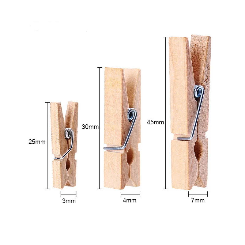 100 шт., Деревянные Прищепки для одежды, цветные, для хранения одежды, для дома, прищепки 25 мм, 35 мм, 45 мм, Деревянные прищепки, декоративные