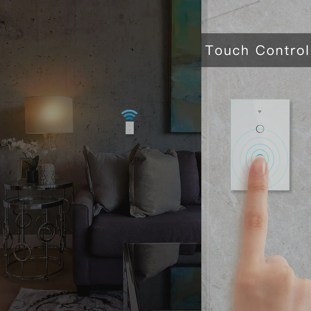 WiFi умный настенный выключатель света RF 433 МГц Беспроводная стеклянная панель Smart Life Tuya приложение дистанционное управление работает с Alexa Google Home