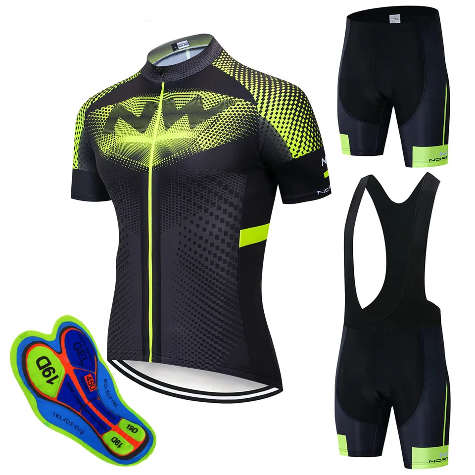 

2019 NW short sleeve cycling jersey bib shorts sport clothing set MTB jersey ropa ciclismo 19D Pad men cycling sets