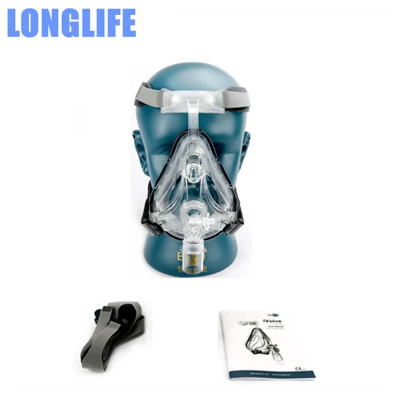 

Longlife CPAP FM1 Full Face Mask CPAP Auto CPAP APAP BiPAP Mask Silicone Gel Universal With Free Headgear Clip SML SIZES Mask