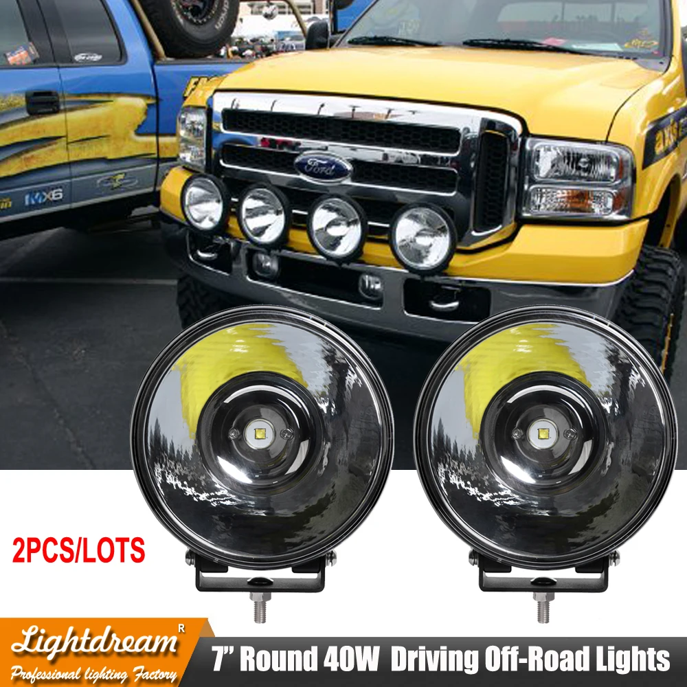 LightDream Круглый 7 дюймов фары черный led дальнего внедорожные фары 12V 24V x 2 шт./партия