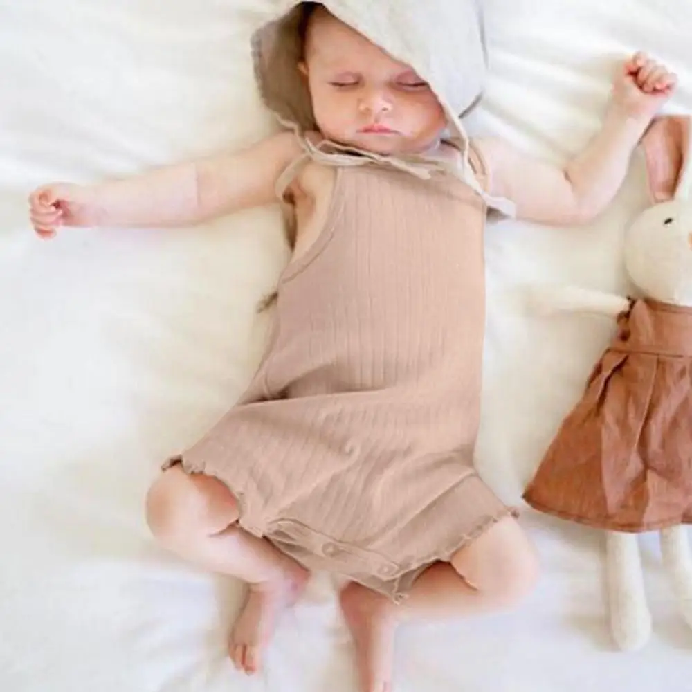 Одежда для маленьких девочек летняя мода Однотонный женский комбинезон без