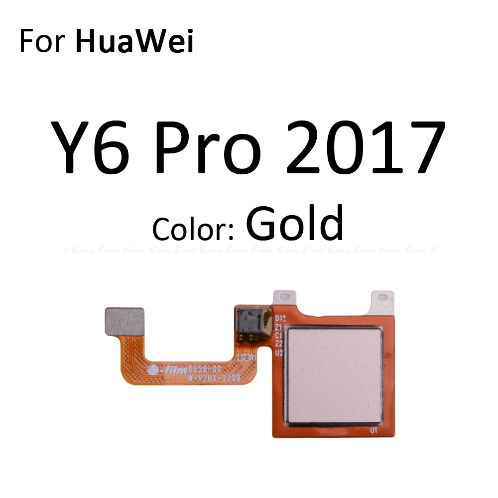Сканер отпечатков пальцев разъем для Huawei Y9 Y7 Y6 премьер-профессионал сенсорный сенсор ID Кнопка возврата домой ключ гибкий кабель - Цвет: For Y6 Pro 2017 Gold