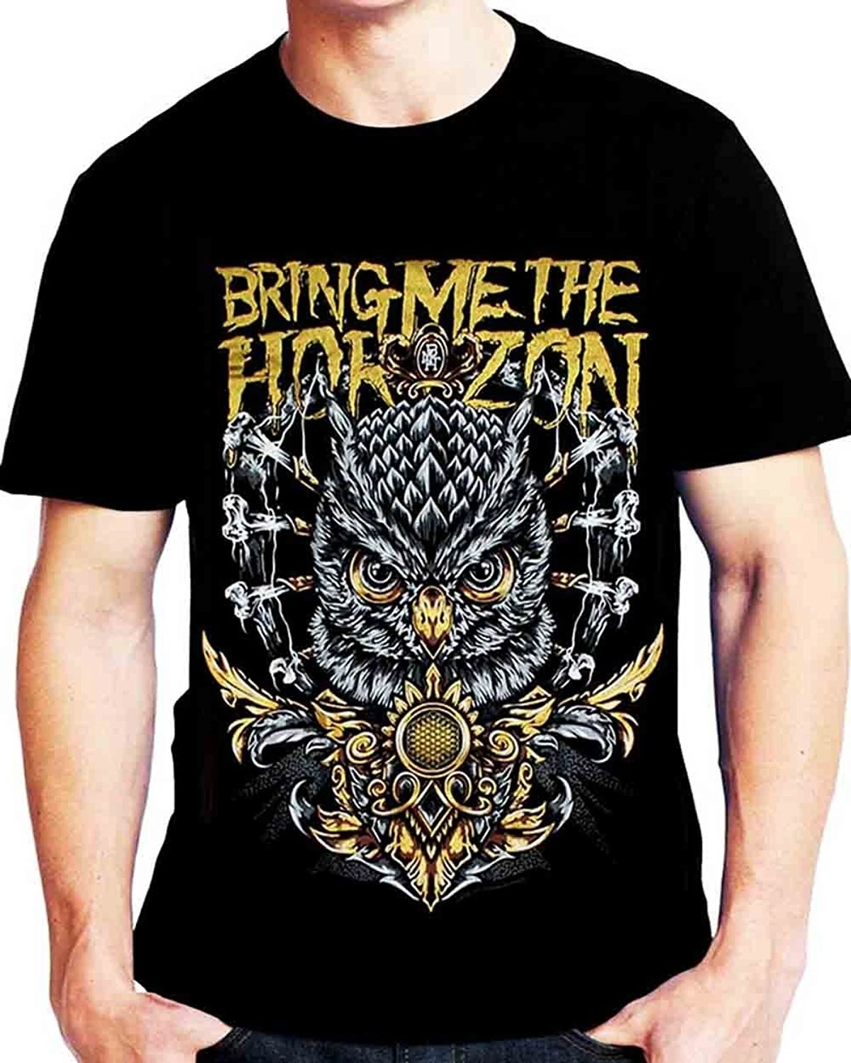 BMTH Bring Me The Horizon Золотая Сова футболка мужская забавная | Мужская одежда