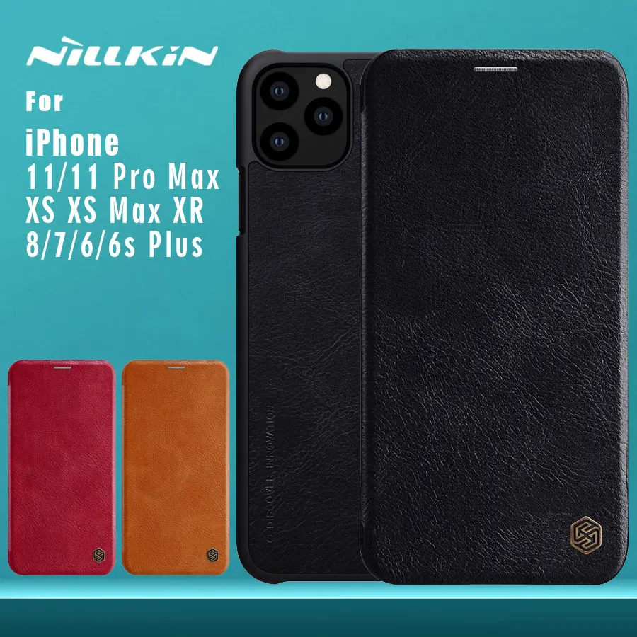

for iphone 11 11 Pro Max Case NILLKIN Flip Leather Case Card Slot Back Cover for iPhone XS Max XR X 8 7 6 6S Plus 5S SE Case