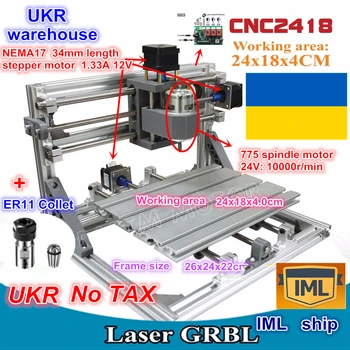 

UKR 2418 GRBL control DIY CNC machine working area 24x18x4.0cm,3 Axis Pcb Milling machine Wood Router,Carving Engraver,v2.5