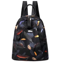 Ткань Оксфорд, женский рюкзак школьный рюкзак с рисунком в виде перьев, Fashion-в Корейском стиле больших Ёмкость дорожная сумка