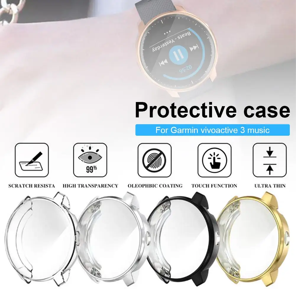 

Smart Watch Waterproof All-Around Case For Garmin Vivoactive 3 Full Protection TPU Case For Garmin Vivoactive3 Screen Protector