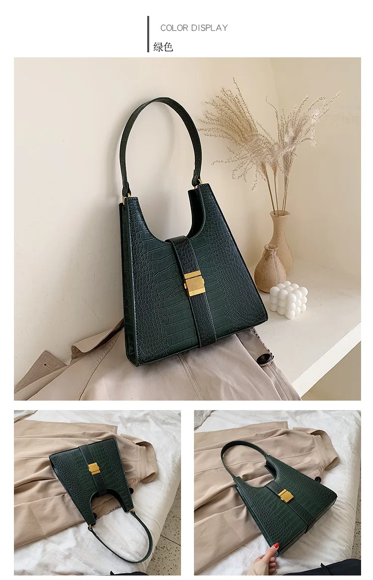 Винтажная женская сумка, Ретро стиль, новинка, известный бренд, роскошная дизайнерская сумка на плечо, модная простая сумка, Аллигатор, сумка-тоут