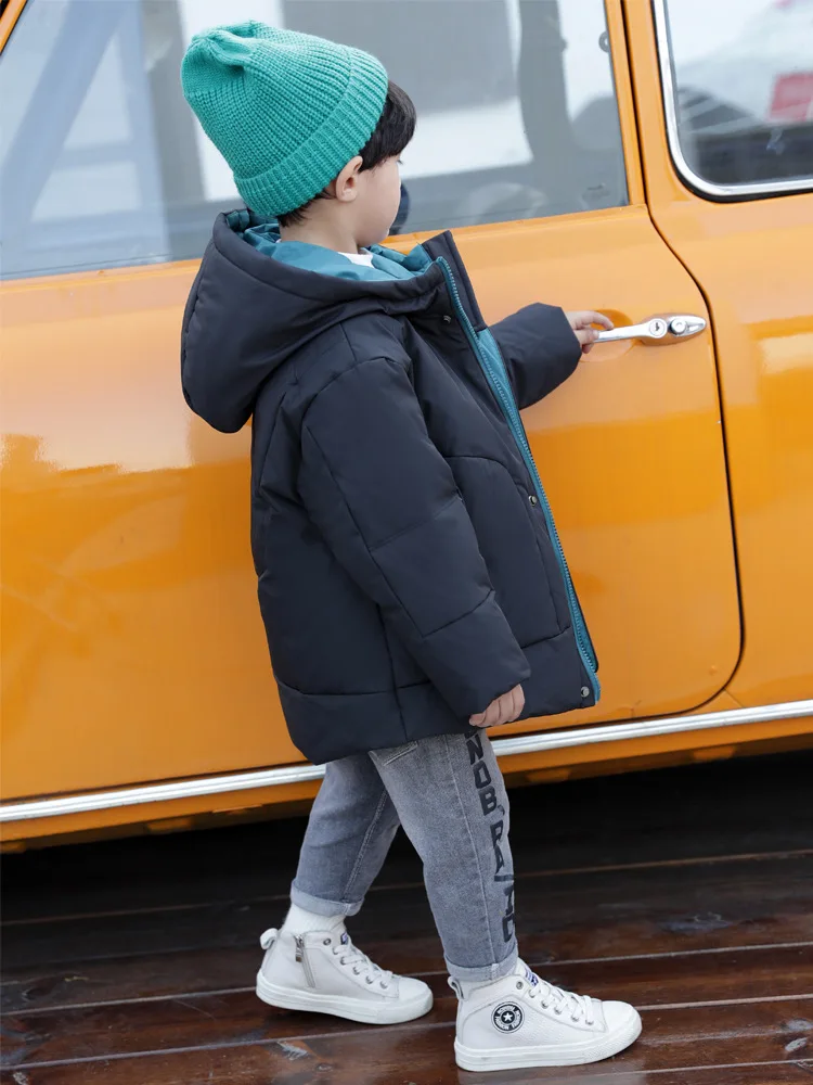 CHILDREN'S down Jacket Thick Mid-length White Duck down BOY'S Coat Hooded Children Winter New Style Western Style