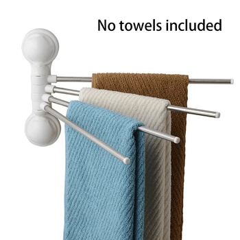 

180 Degree Rotation Towel Rack Accessories Kitchen Suction Cup Home Vacuum Holder Wall Hook Organizer Stainless Steel Hanger