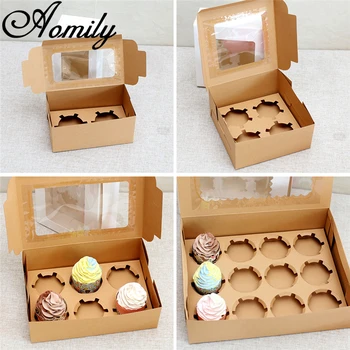 

Amoliy 2/4/6/12 Holes Cupcake Packing Box Muffin Box Biscuit Pastry Box Kraft Paper Box Cake Chocolate Packaging Baking Tools