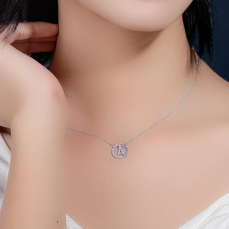 

Keeper 100% s925 Sterling Silver Women's Jewelry Diamonds Paris Tower Pendant Clavicle Chain Valentine's Day Gift for Girlfriend