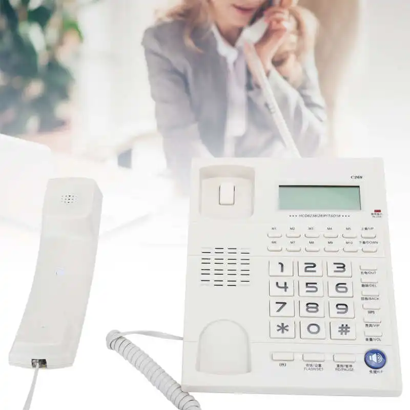 Home Corded Phone,Caller Identification Home Fixed Telephone with 3 Groups Alarm Clock for Family Business