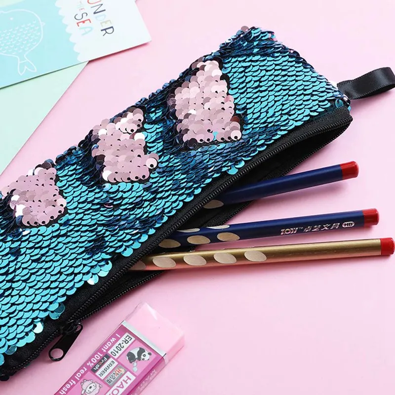 

Colorful Reversible Paillette Pencil Case Cute Fashion Pencil Box For Girls Creative Stationery Pencil Box School Office Supply