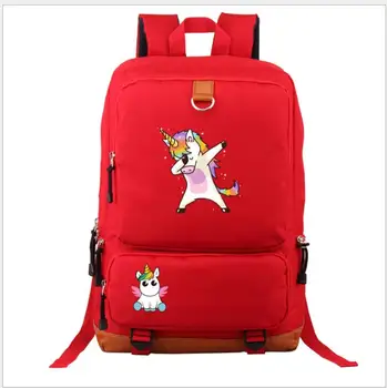 

Unicorn girls backpack Capacity Bags Canvas Girl school bag student school bag Notebook backpack Daily backpack Red Rucksack