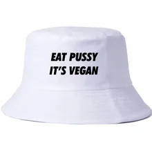 Харадзюку Мужская и женская eat pussy it vegan bucket hat Модные летние Панамы унисекс Рыбацкая шляпа Панама женская шляпа