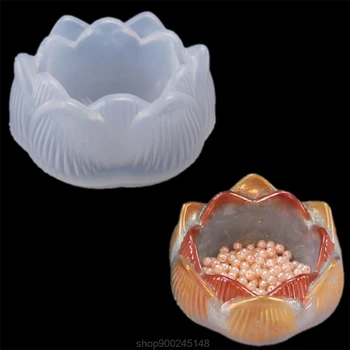 

2PCS Resin Molds Lotus Flower Epoxy Resin Casting Molds, Silicone Resin Molds Making Jewelry Storage Box O19 20 Dropshipping