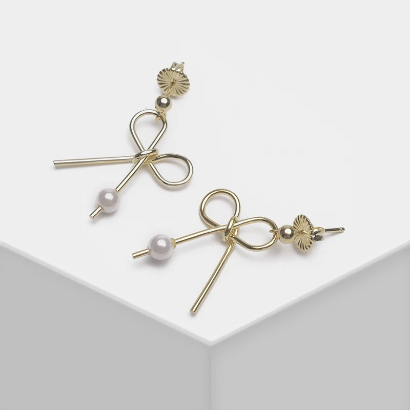 

Amorita boutique 925 Silver Bow design stylish elegant drop earrings