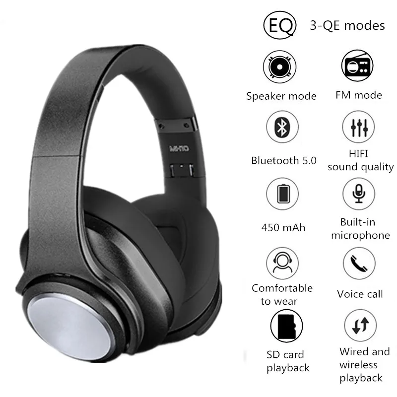 SODO Bluetooth наушники Колонки 2 в 1 складные NFC HiFi стерео беспроводные V5.0 с микрофоном