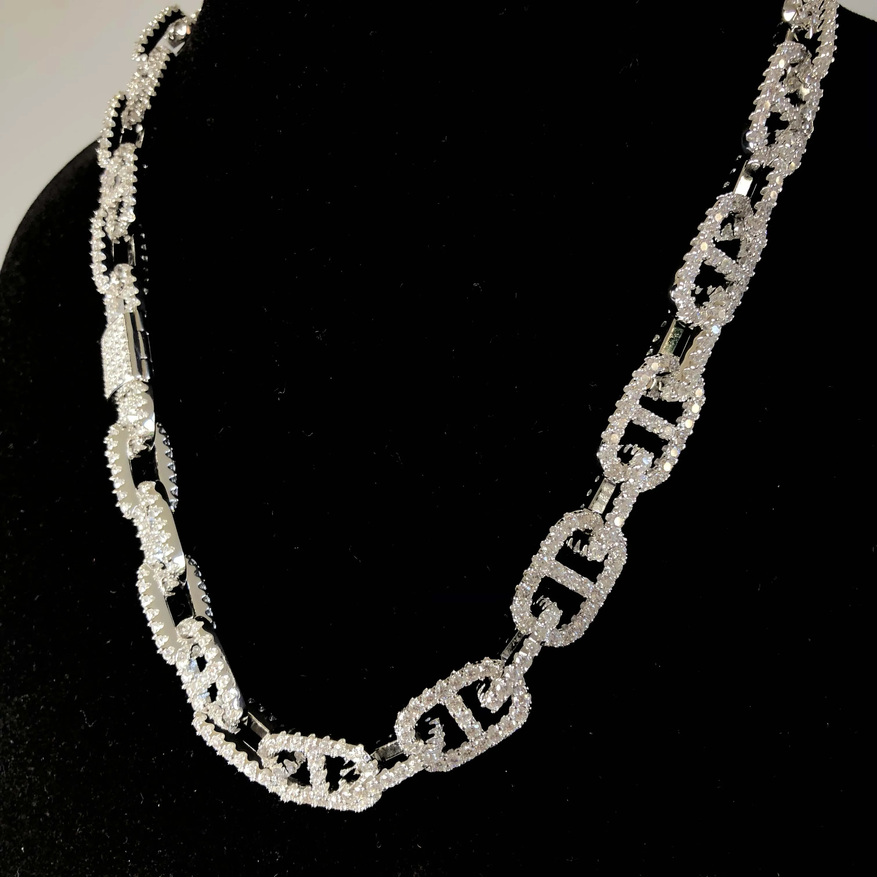

Unique design CZ diamond mens 18k gold plated chain