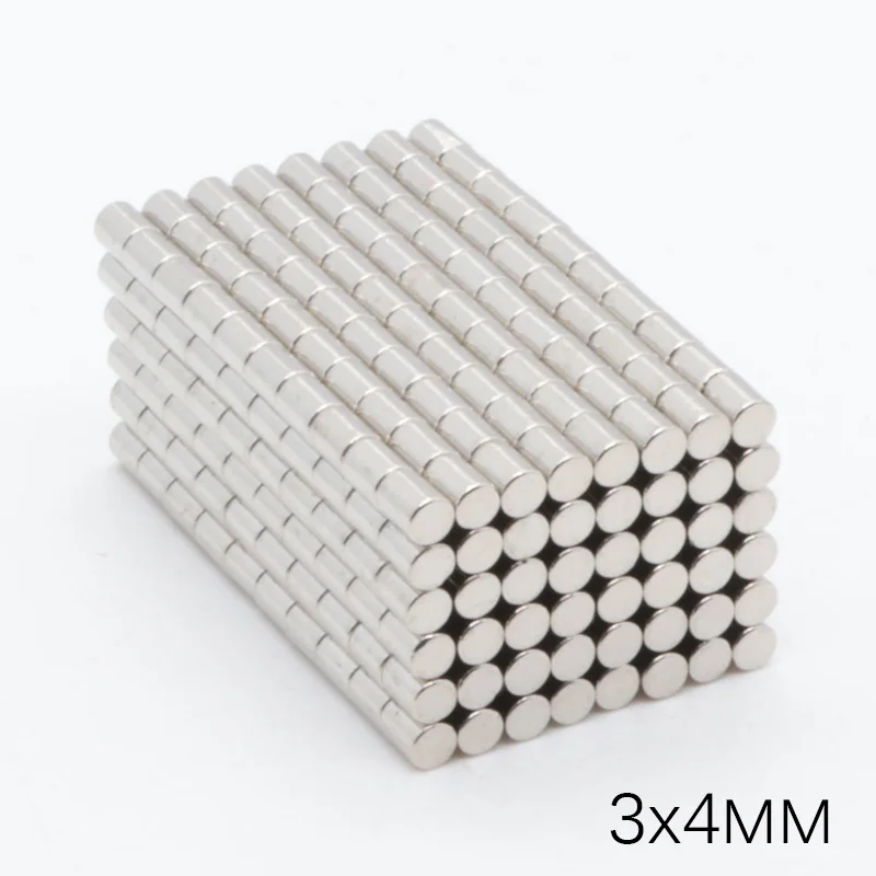 1000 шт 3x4 мм Мини неодимовый магнит диск 3 x 4 NdFeB постоянный маленький круглый супер