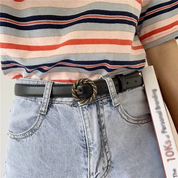 

Fashion Casual PU leather Women Belt Retro Round Twist buckle Waist Strap Jeans Dress Youth Students Female All-match Waistband
