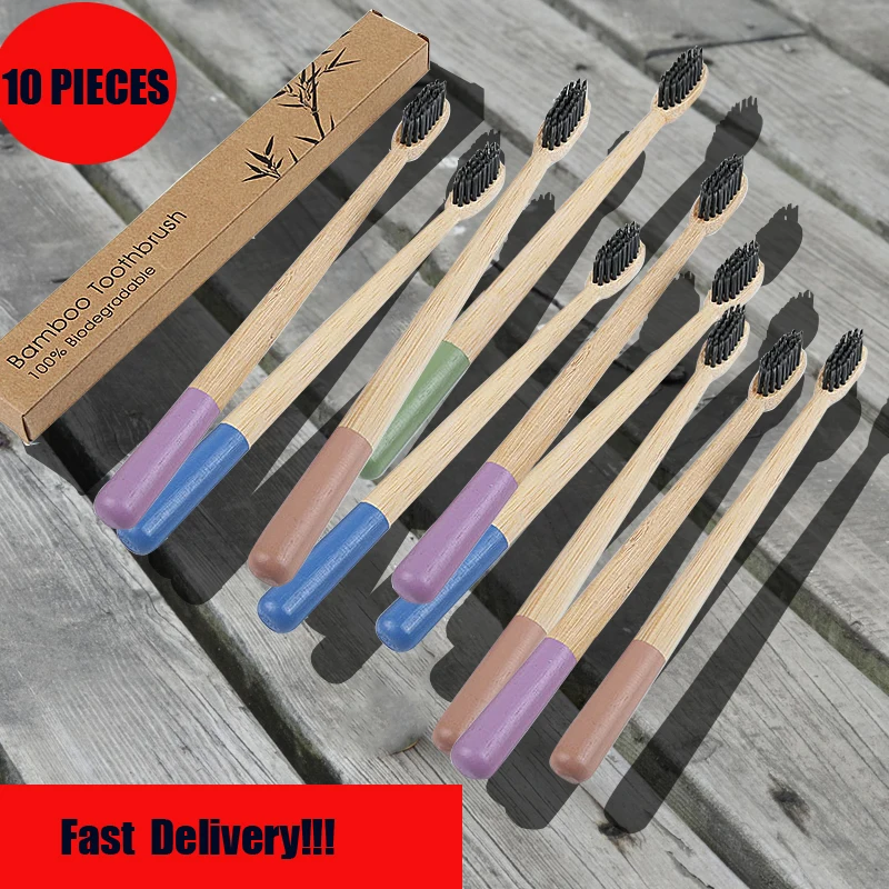 

New Bamboo Toothbrush Soft Bristle Colorful Cylindrical Handle Zero Dechet Eco Friendly Products Tooth Brush Oral B Care Healthy