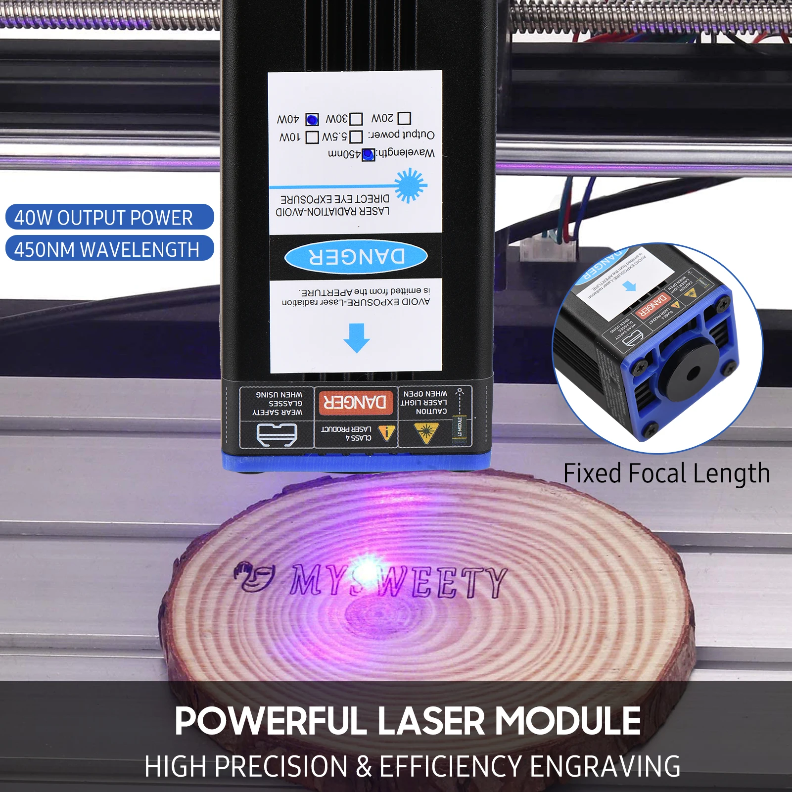 450nm 80W Laser Module Fixed Focal Length Laser Engraving Head High Speed Laser Engraver 3D Printer CNC Router Laser Module cnc wood router machine