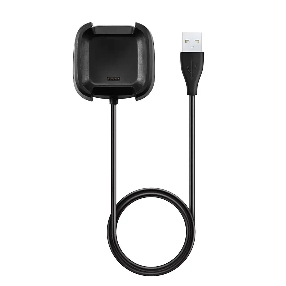 Usb-кабель для зарядного устройства Магнитный док-станция для быстрой зарядки подставка для проводного зарядного устройства Колыбель для Fitbit Versa 2 Смарт-часы аксессуары - Цвет: Black