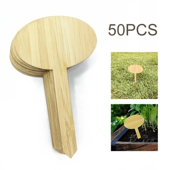 

50pcs Bamboo Plant Oval Tags Markers Nursery Garden Labels Eco-Friendly Plant Sign Tags for Seed Potted Herbs Flowers Vegetables