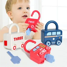 Jouet éducatif Montessori avec serrures et clés pour enfants, apprentissage préscolaire des nombres et comptage des nombres, jouets de voiture, aide à l'enseignement