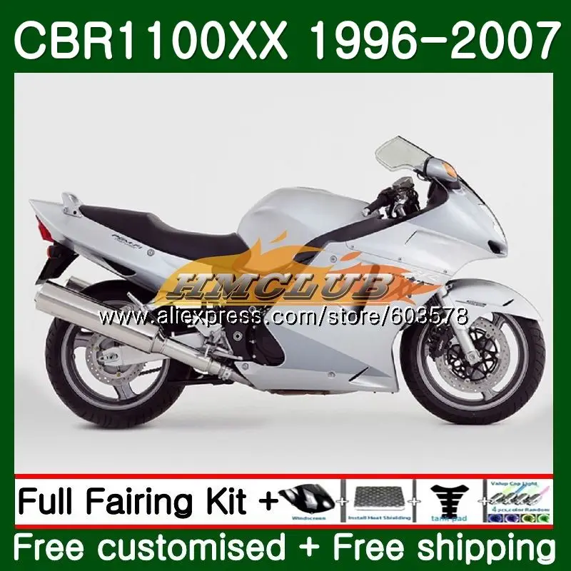 Дрозда для HONDA CBR1100XX 96 97 98 99 00 01 белый черный 85CL. 45 CBR1100 XX 1996 2007 CBR 1100XX 02 03 04 05 06 07 обтекатели
