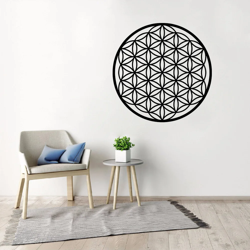

Flower Of Life Boho Decals, Vinyl Mandala Sticker Seed Of Life Wall Decoration Geometric Pattern Mandala Deco Modern