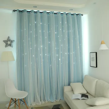 

Carved Korean Garden Curtain for Living Room Bedroom Princess Lace Star Bling Bling Solid Shading Finished Small Fresh Curtains
