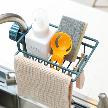 

Home Accessories Kitchen Sink Faucet Sponge Soap Cloth Drain Rack Storage Organizer Holder Double Shelf Hanging PunchFaucet Rack