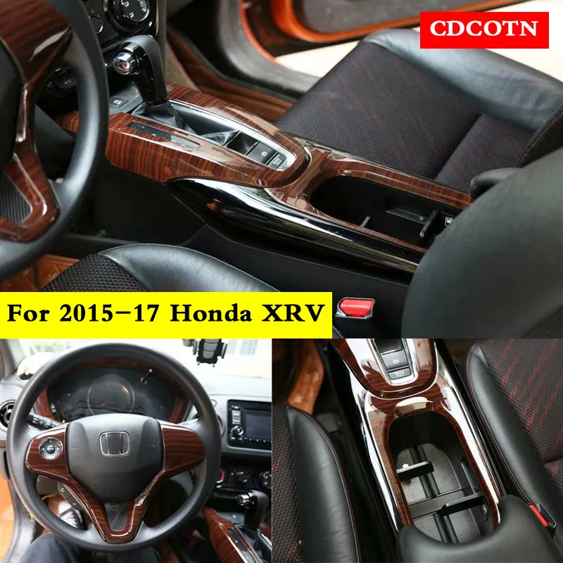 

15Pcs Car Stickers Interior Wood Grain Color Cover Sticker Trim Panel Overlay Frame Kit Fit For 15-17 Honda XRV Car Accessories