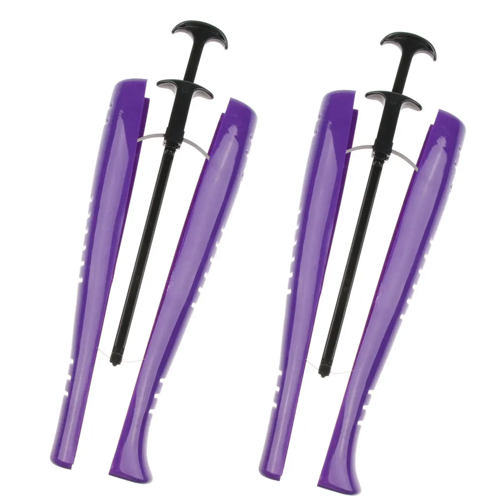 2 шт, женские носилки для обуви, формирователь дерева с ручкой, автоматический - Цвет: Фиолетовый