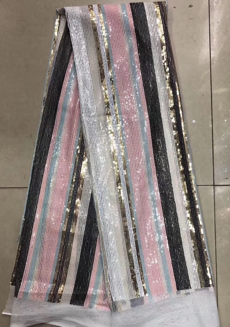 

2020 Latest Nigerian Sequins Laces Fabrics High Quality Tulle African Laces Fabric Wedding Dress French Lace Material ZP1008