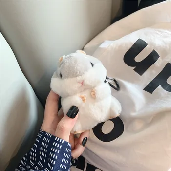 

Cute Fluffy Hamster Wireless Earphone Case for AirPods 2 for Apple Air Pods 1 Cover Earpods Protector Accessories with Hook