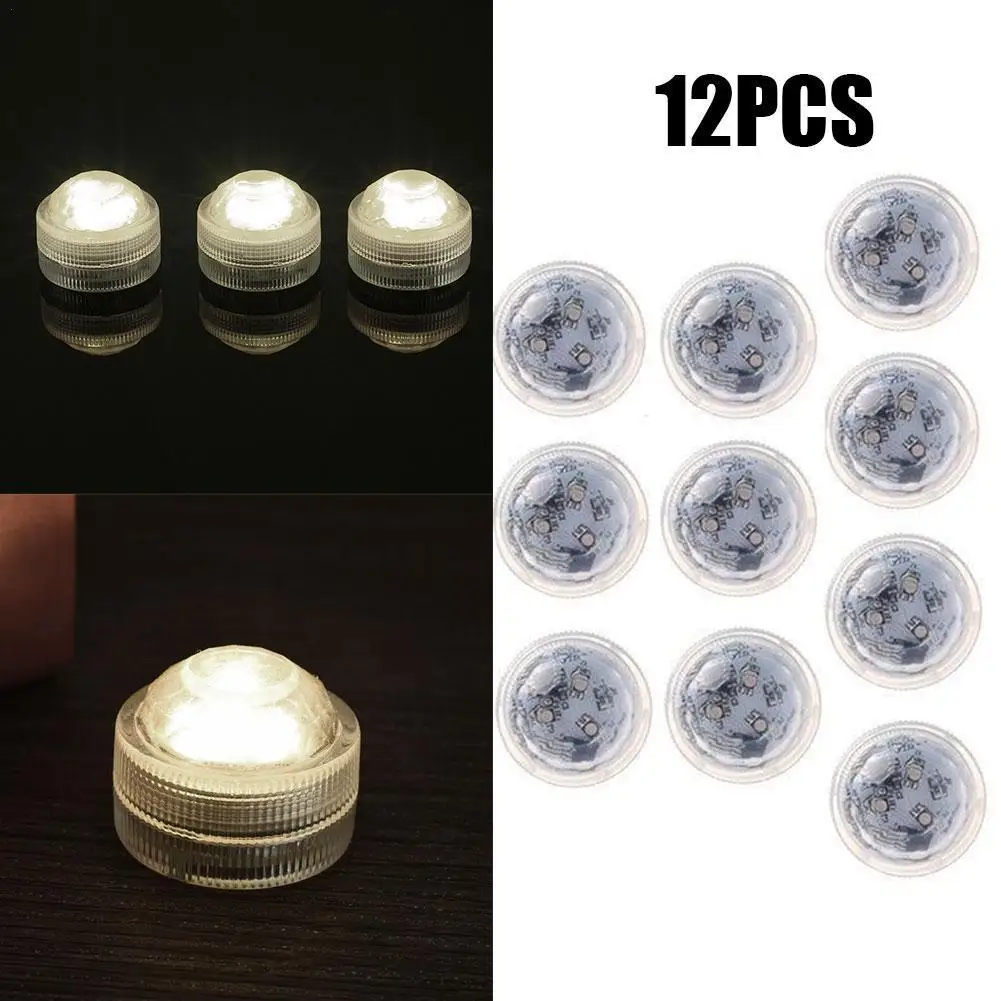 

12pcs Mini Rgb Led Light Bulb Button Battery Round Submersible Lights Waterproof Candle Bulb Lamp Underwater Lamps
