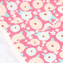 Полуфабричная импортная простая хлопковая ткань с розовым низом и цветочным принтом; платье ручной работы; детская одежда из хлопка; CR-50