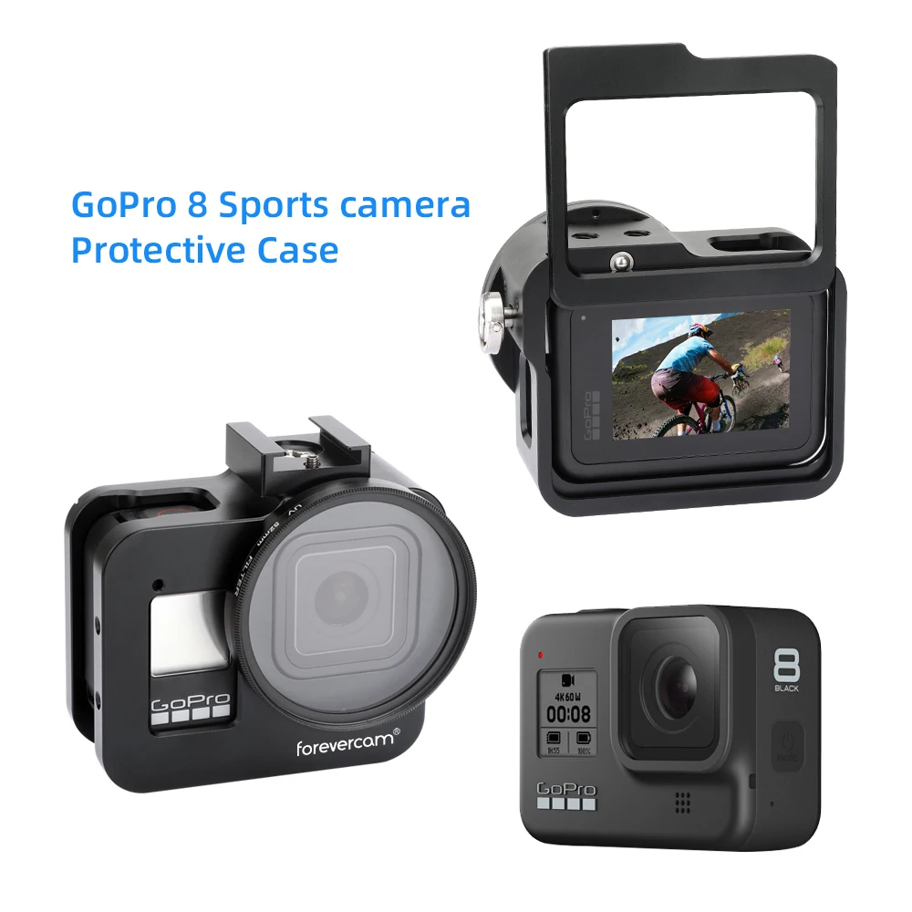Алюминиевый сплав защитный чехол клетка крепление для GoPro Hero 8 черный с 52 мм УФ-объектив