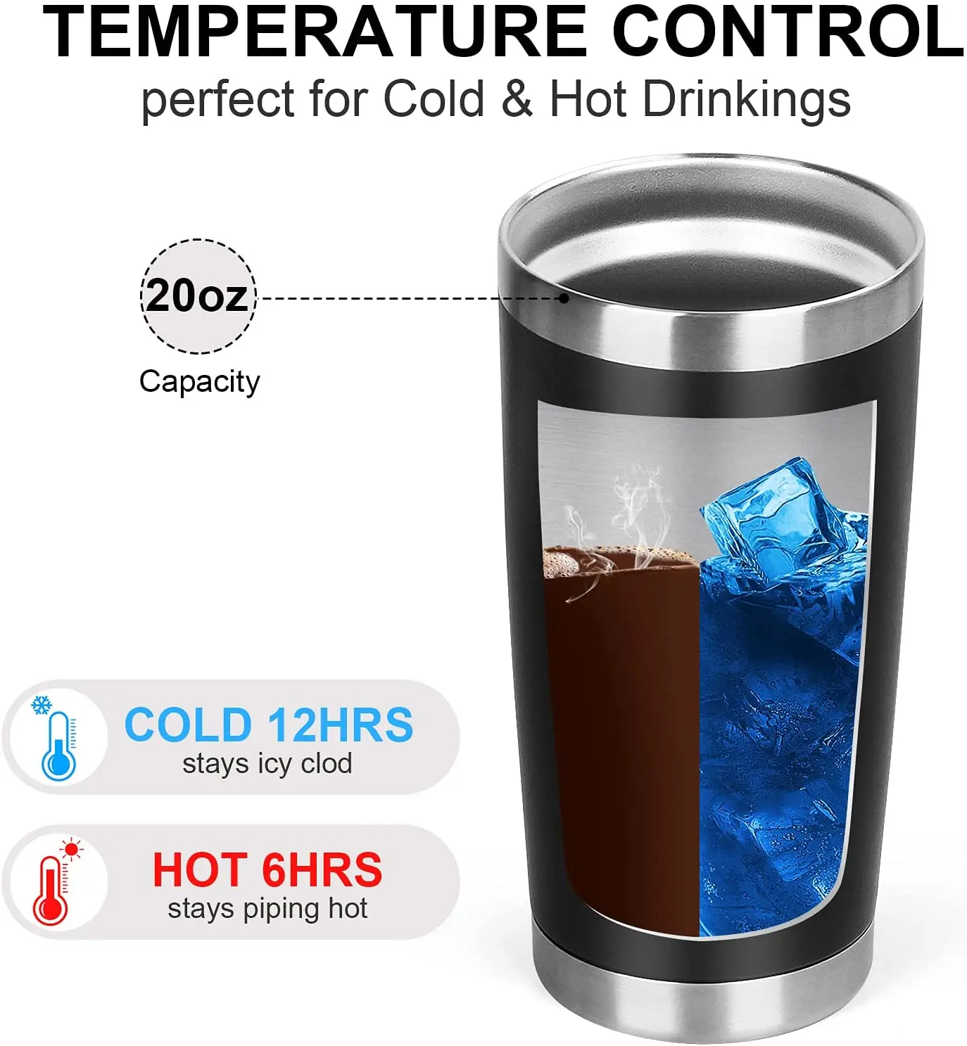 20oz Thermal Beer Mug Cups Stainless Steel Coffee Thermos Water Bottle Vacuum Insulated Leakproof With Lids Tumbler