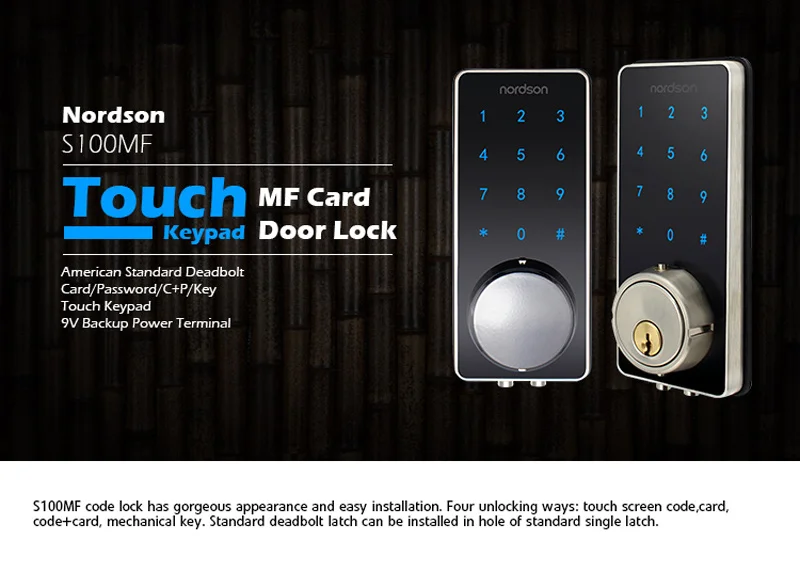 Nordson Смарт RFID Дверь фиксированный аккумулятор питание металлический дэдболт контроль доступа сенсорная клавиатура цифровой замок для домашнего использования в отеле