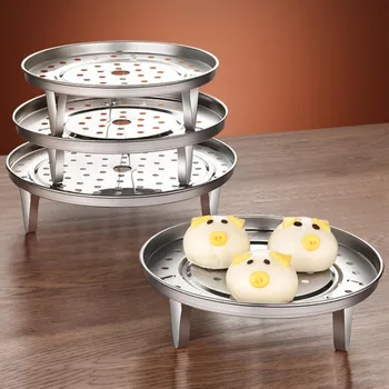 

Household Stainless Steel Triangular Steaming Tray Splittable Feet Universal Folding Waterproof Magnetic High Base Steaming Rack