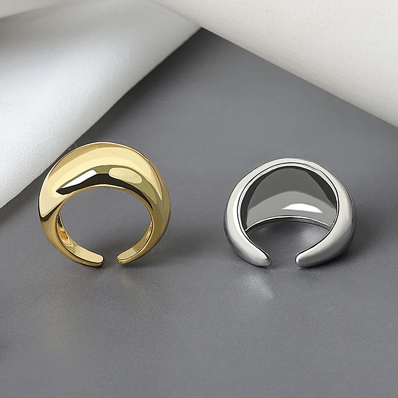 LIVVY Korean Simple Silver Color Handmade Rings For Women Wedding Couple Creative Geometric Engagement Jewelry Gifts