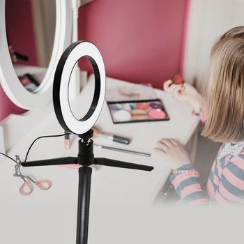 

MEZHER Selfie Ring Light Dimmable with Tripod Stand & Cell Phone Holder, for Live Streaming/Makeup/YouTube Video/Photography.