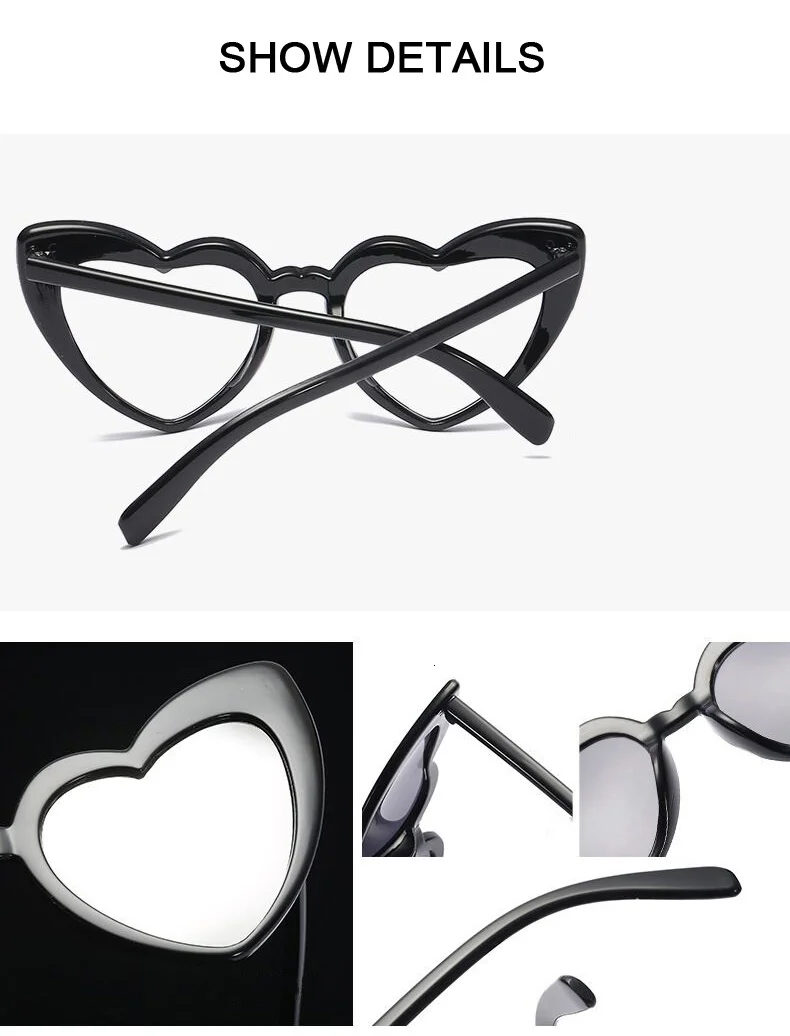 New Cute Heart Sunglasses Woman Fashion Brand Designer Sun Glasses Female Black Mirror Shopping Party Oculos De Sol Feminino  reader sunglasses