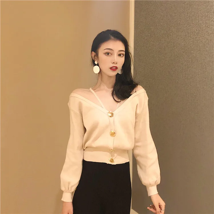 WHITNEY WANG осень зима мода уличная сексуальные с сеточкой в стиле петчворк женский кардиган джемпер sueter mujer invierno - Цвет: Бежевый